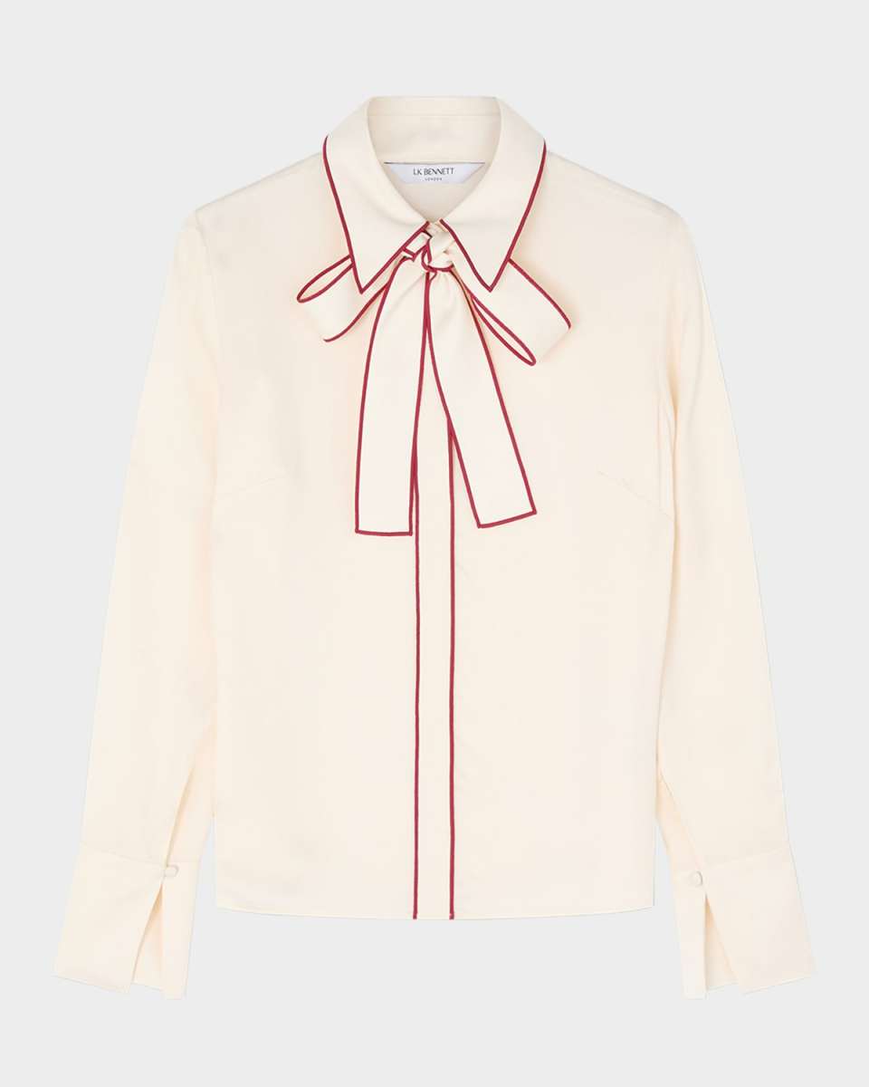 Elisa Tie-Neck Crepe Blouse